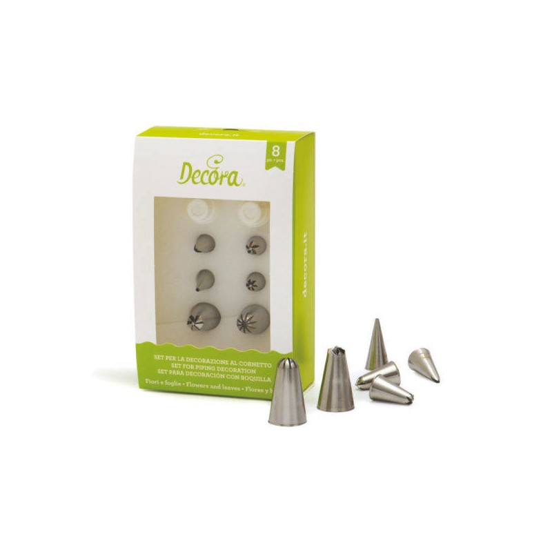 SET BECCUCCI INOX DECORAZIONI FIORI E FOGLIE 8pz DECORA