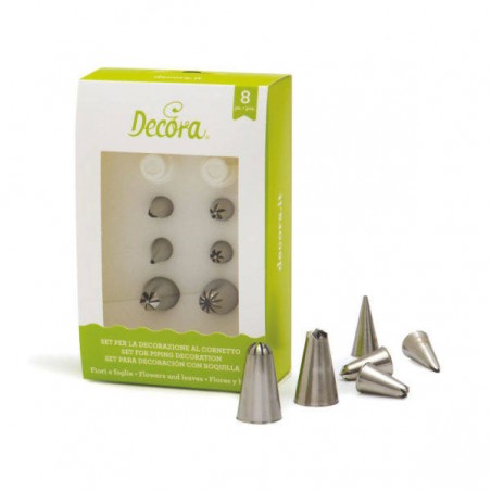 SET BECCUCCI INOX DECORAZIONI FIORI E FOGLIE 8pz DECORA