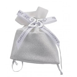 SACCHETTO ARGENTO 9x12cm 25°ANNIVERSARIO 12pz