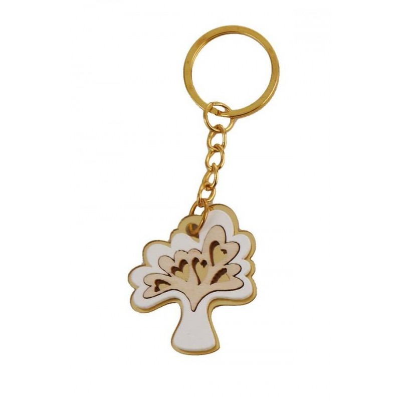 PORTACHIAVI LEGNO/PLEXI ALBERO VITA ORO 12pz