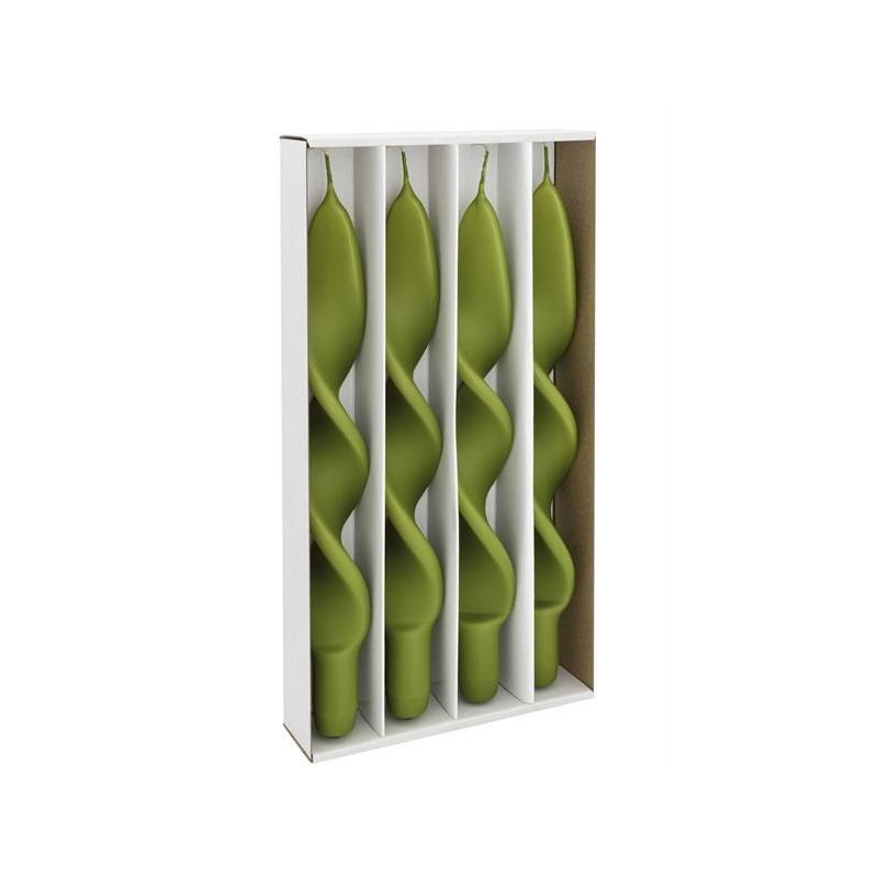 CANDELA STELO TORCIGLIONE VERDE OLIVA H.27cm ø2,2cm 4pz