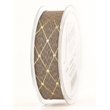 NASTRO TESSUTO CADIZ mm25x20mt MARRONE-ORO