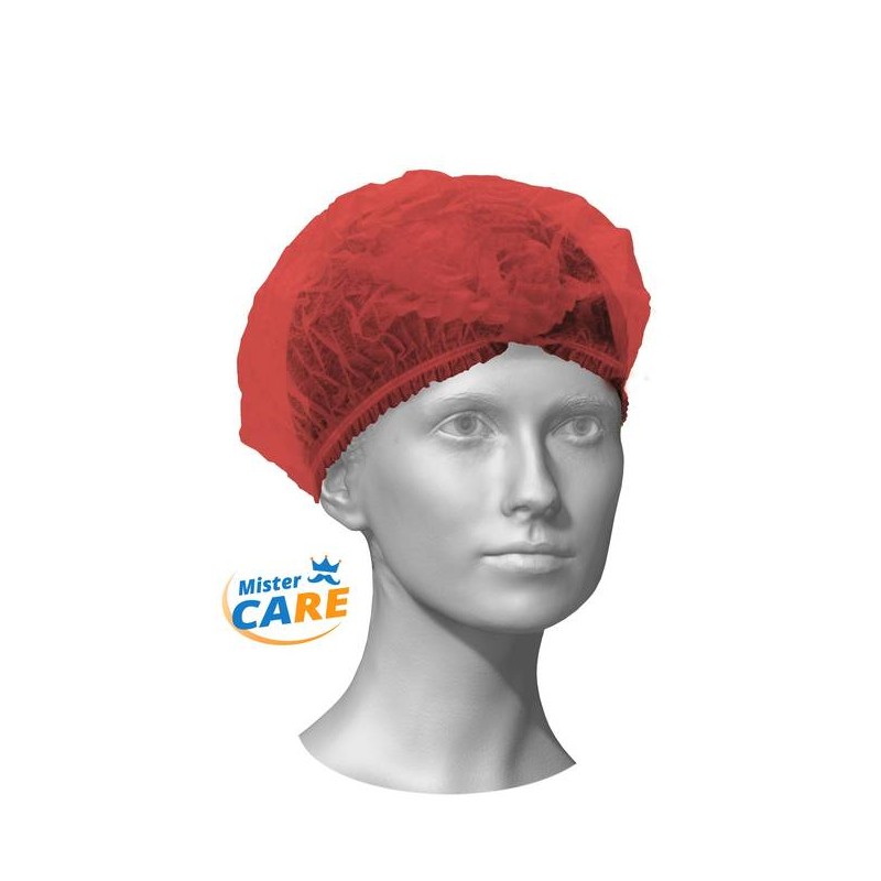Mr.Care - CUFFIA COPRICAPO PLISSè SAFE CAP ROSSO 100pz