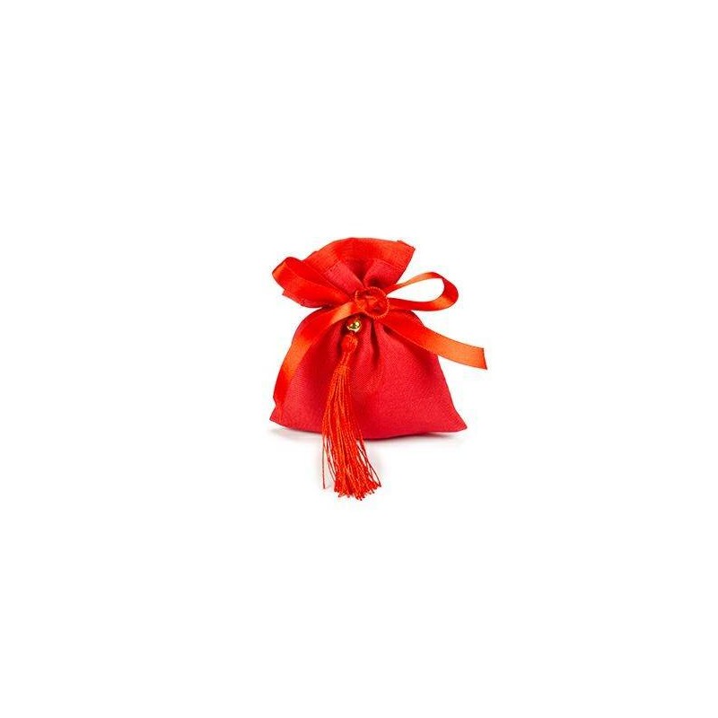 SACCHETTO COTONE CON NAPPINA ROSSO 9x11cm 10pz