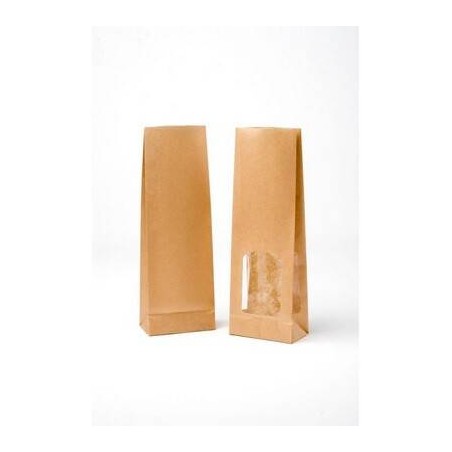 SACCHETTO B/QUADRA KRAFT AVANA ANTIGRASSO C/FINESTRE 8+5x28cm 10pz