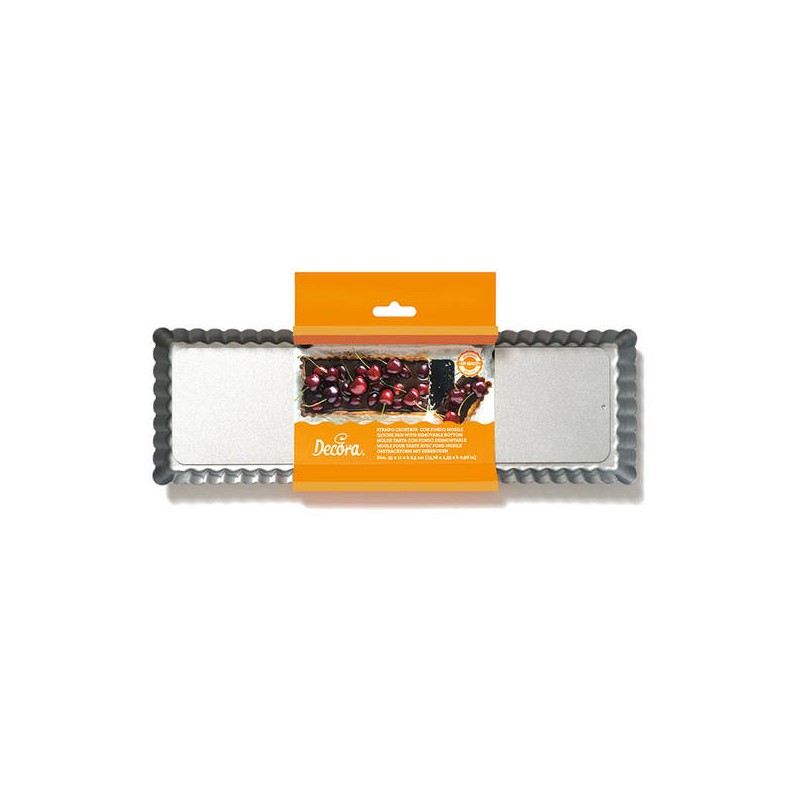 STAMPO CROSTATA FONDO MOBILE RETTANGOLARE 32x11x2,5cm ANTIADERENTE