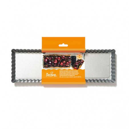 STAMPO CROSTATA FONDO MOBILE RETTANGOLARE 32x11x2,5cm ANTIADERENTE