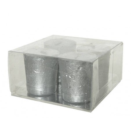CANDELA MOCCOLO ø4cm H.4,7cm ARGENTO METALLIC 4pz