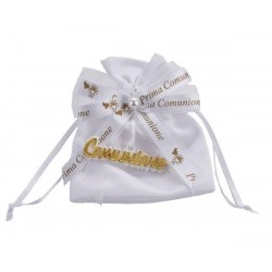 SACCHETTO BIANCO 9x12cm SCRITTA COMUNIONE 12pz