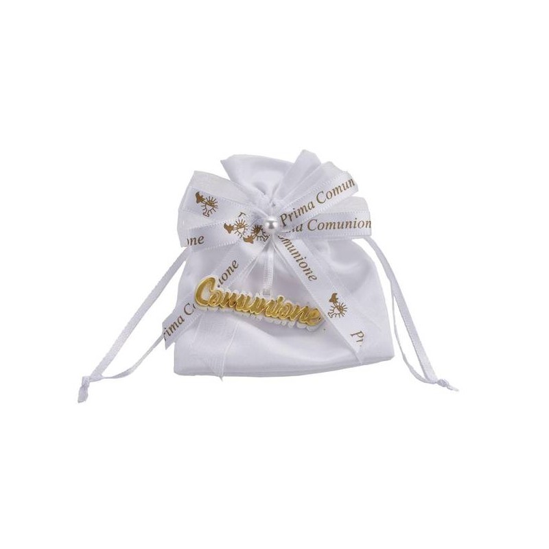 SACCHETTO BIANCO 9x12cm SCRITTA COMUNIONE 12pz
