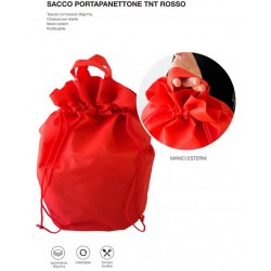 SACCO C/MANICI TNT PORTA PANETTONE ø22x37,5cm ROSSO 10PZ