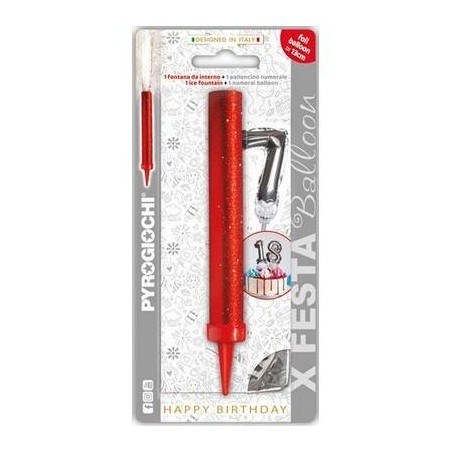 CANDELOTTO FESTA + PALLONCINO MYLAR N°7 H.13cm