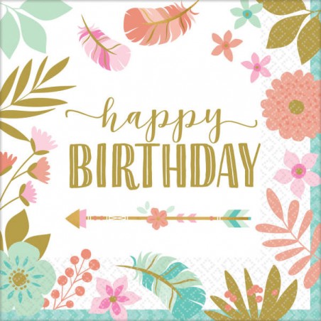 TOVAGLIOLI 33x33 BOHO BIRTHDAY GIRL 16pz
