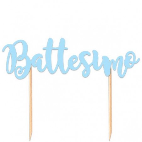CAKE TOPPER ITALIC BATTESIMO AZZURRO 20x13cm