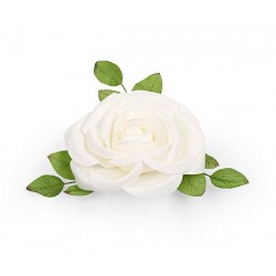 ROSA BIANCA POLIETILENE CON FOGLIE VERDI ø30cm