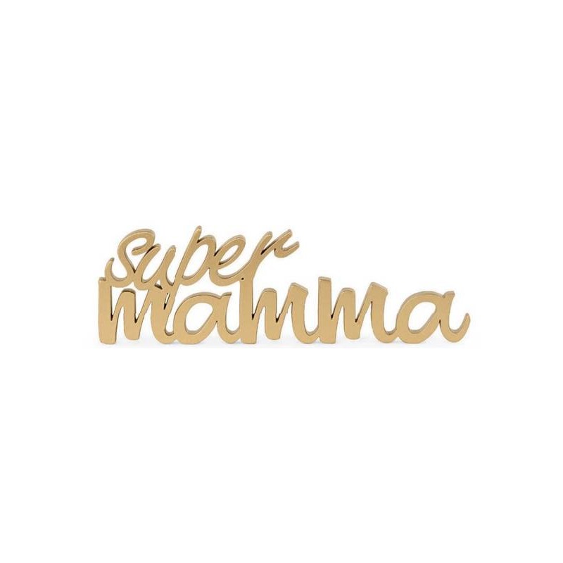SCRITTA LEGNO SUPER MAMMA ORO 23cm