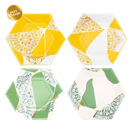 PIATTI PIATTI 23cm KINTSUGI GIALLO/VERDE ASS.TI 8pz