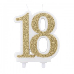 CANDELA 18 ORO GLITTER 12cm