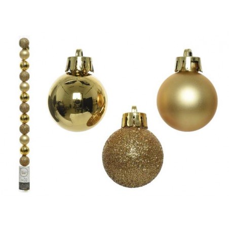 PALLINE INFRANGIBILI ø3cm TUBO MIX ORO 14pz