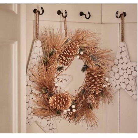 GHIRLANDA C/BACCHE BIANCHE E ORO ø30cm