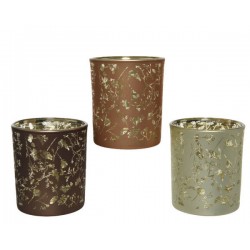 VASO VETRO PORTA TEALIGHT DECO ORO ø7x8,2cm 3ass 1pz