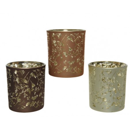 VASO VETRO PORTA TEALIGHT DECO ORO ø7x8,2cm 3ass 1pz