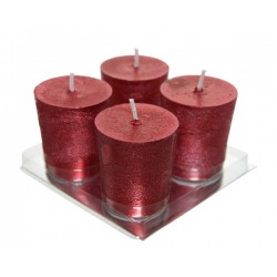 CANDELA MOCCOLO ø4cm H.4,7cm ROSSO METALLIC 4pz