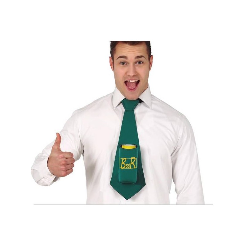 CRAVATTA VERDE CON TASCA PORTA BIRRA
