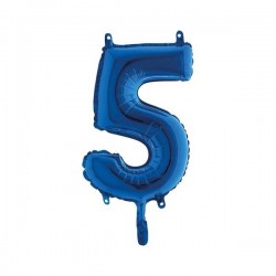 PALLONE NUMERO 5 MYLAR 14 36cm BLU