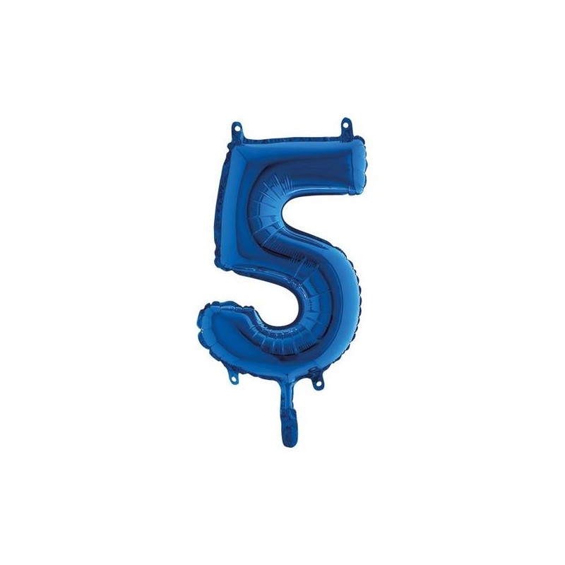 PALLONE NUMERO 5 MYLAR 14 36cm BLU