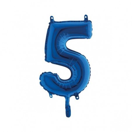 PALLONE NUMERO 5 MYLAR 14 36cm BLU