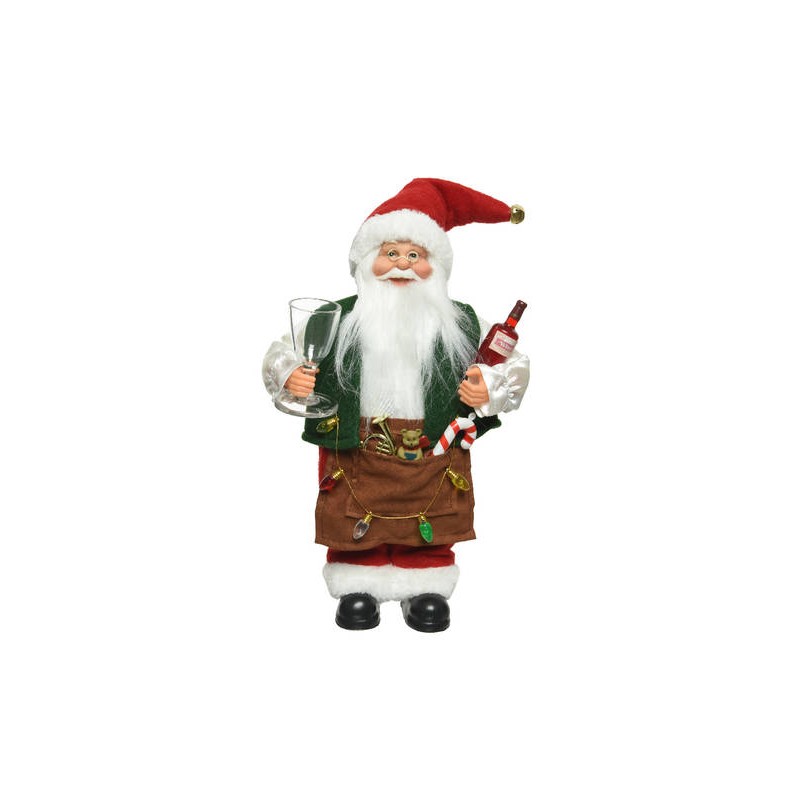 BABBO NATALE C/VINO E BICCHIERE H.30cm