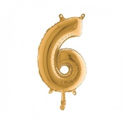 PALLONE NUMERO 6 MYLAR 36cm ORO