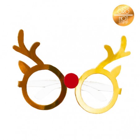 OCCHIALI FORMA RENNA ORO METAL 6pz