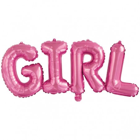 PALLONCINO MYLAR SCRITTA AD ARIA GIRL ROSA H.83cm