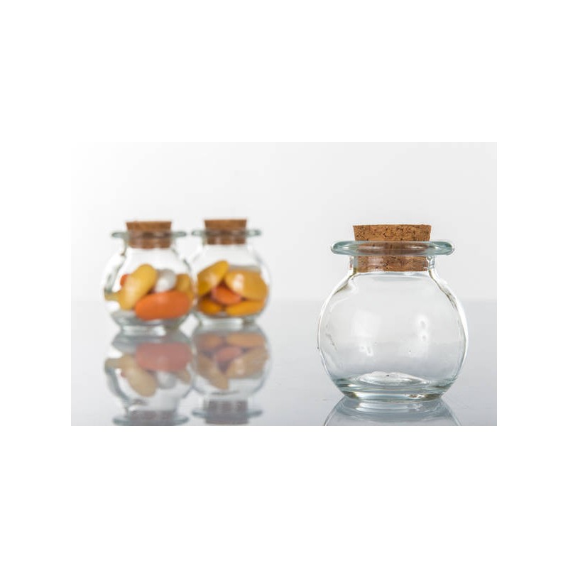 BARATTOLO TONDO VETRO TAPPO SUGHERO 50ml H2817