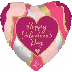 PALLONE MYLAR CUORE HAPPY VALENTINE'S DAY MARBLE 45cm