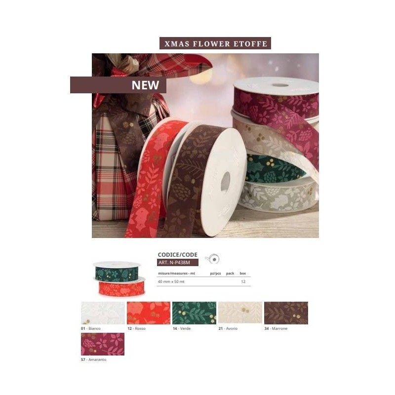 NASTRO TNT XMAS FLOWER mm40x50mt AVORIO