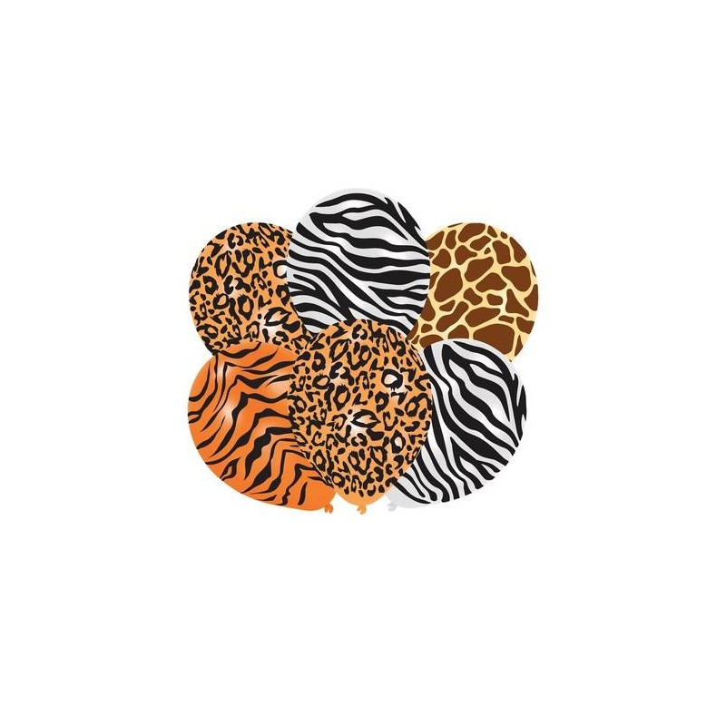PALLONCINI LATTICE 11'' 27,5cm STAMPA ANIMALIER 6pz