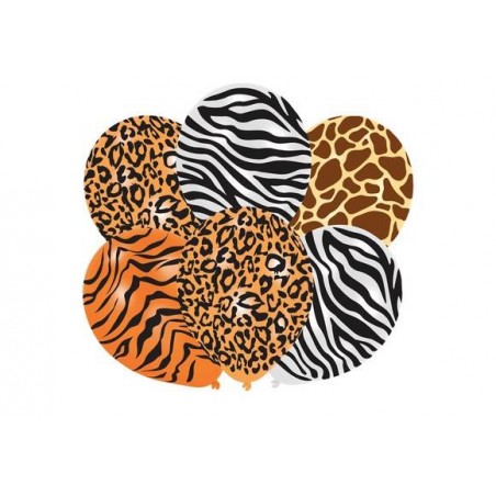 PALLONCINI LATTICE 11'' 27,5cm STAMPA ANIMALIER 6pz
