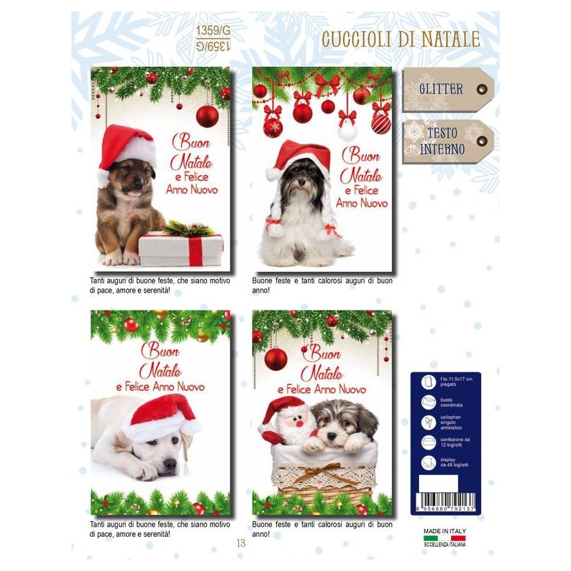 BIGLIETTO AUGURI NATALE 1359/G CUCCIOLI NATALE