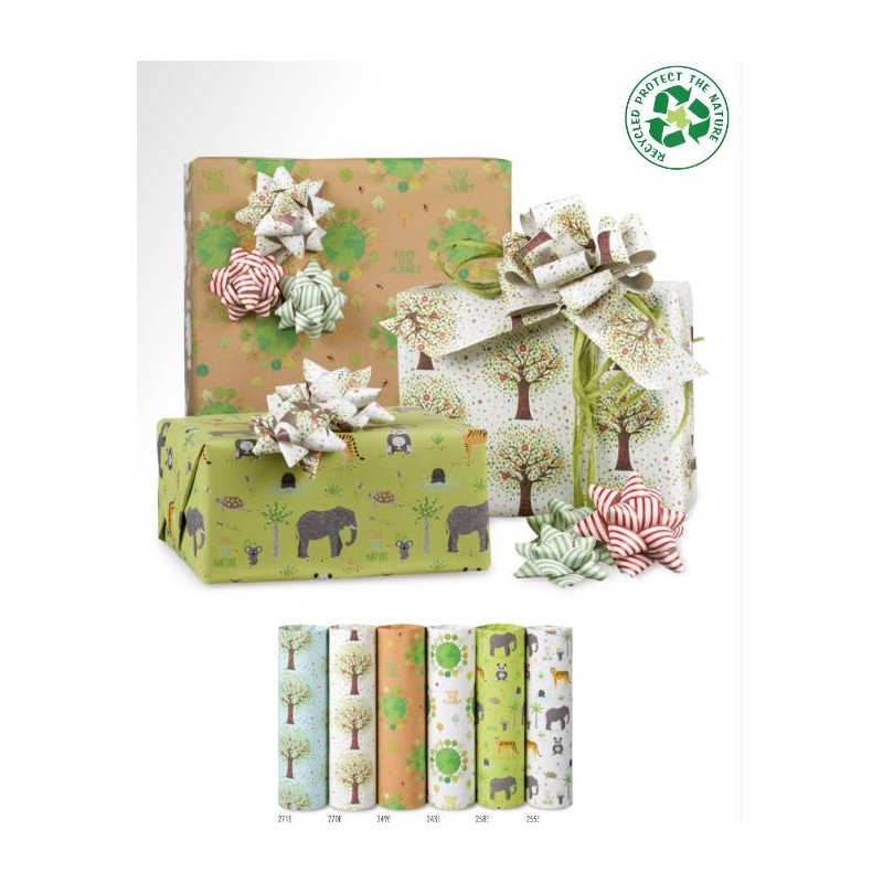 CARTA REGALO ROTOLO ECOCARTA SAVE THE PLANET 0,7x2mt REX 1pz ASS.TA