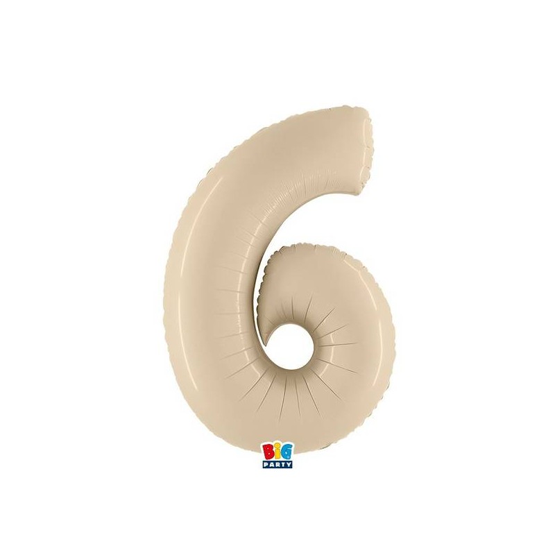 PALLONE NUMERO 6 MYLAR 102cm 40 CREMA