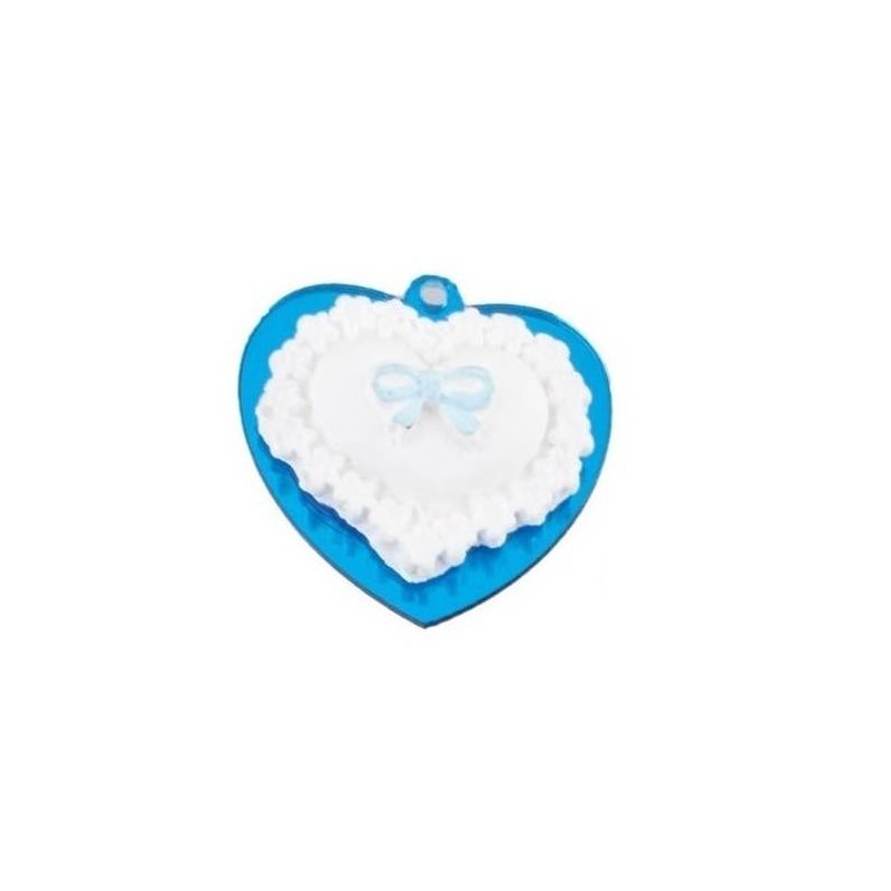 MAGNETE PLEXI FORMA CUORE IN GESSO H.3cm CELESTE 12pz