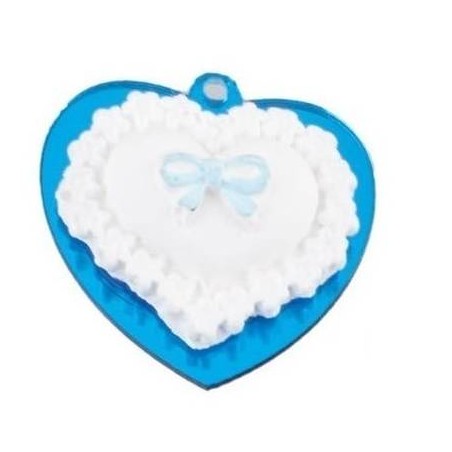 MAGNETE PLEXI FORMA CUORE IN GESSO H.3cm CELESTE 12pz