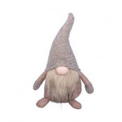 GNOMO MARRONE C/CAPPELLO SEDUTO ø13cm H.25cm