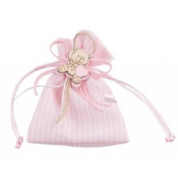 SACCHETTO RIGHE C/ORSETTO GIRL H.11cm 12pz