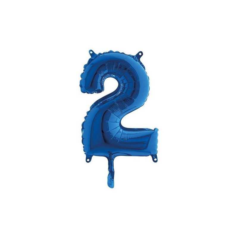 PALLONE NUMERO 2 MYLAR 14 36cm BLU