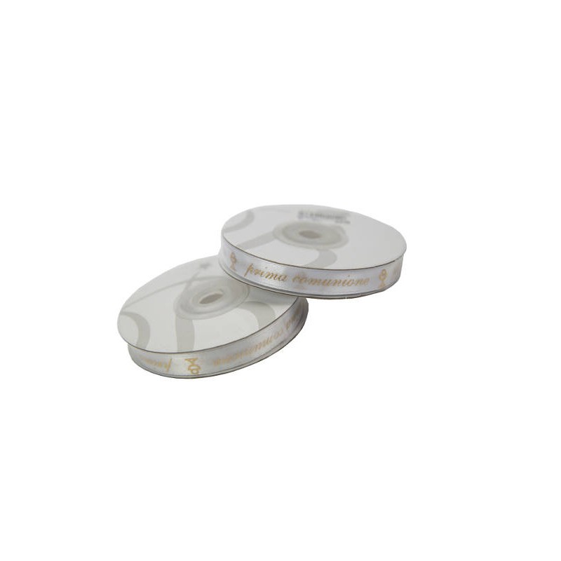 NASTRO RASO mm10x25mt COMUNIONE BIANCO-ORO