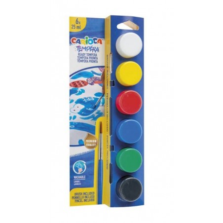 TEMPERA IN VASETTO 25ml CON PENNELLO CARIOCA 6pz